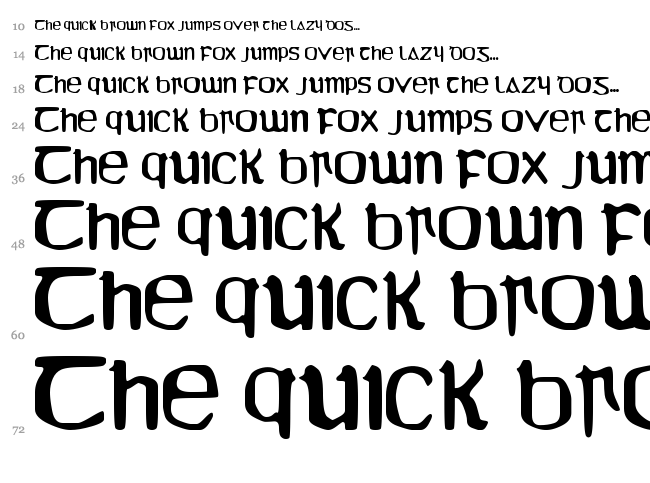 YY Uncial Most Irish font waterfall